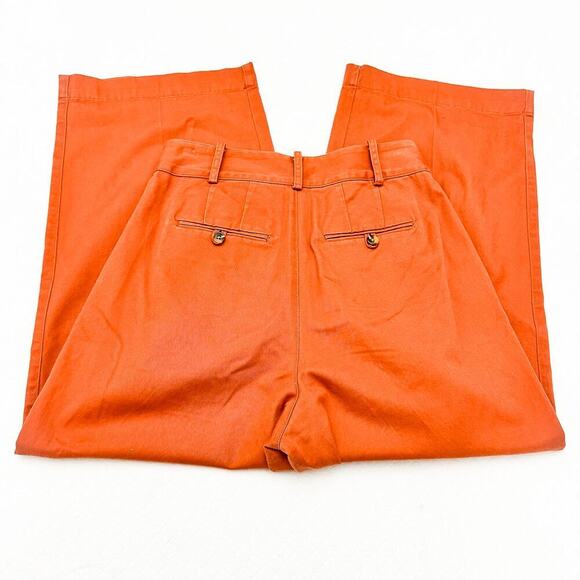 Madewell Orange Wide Leg Pleated Color Jean Denim Front Slack Pants Size 2 - Picture 5 of 8